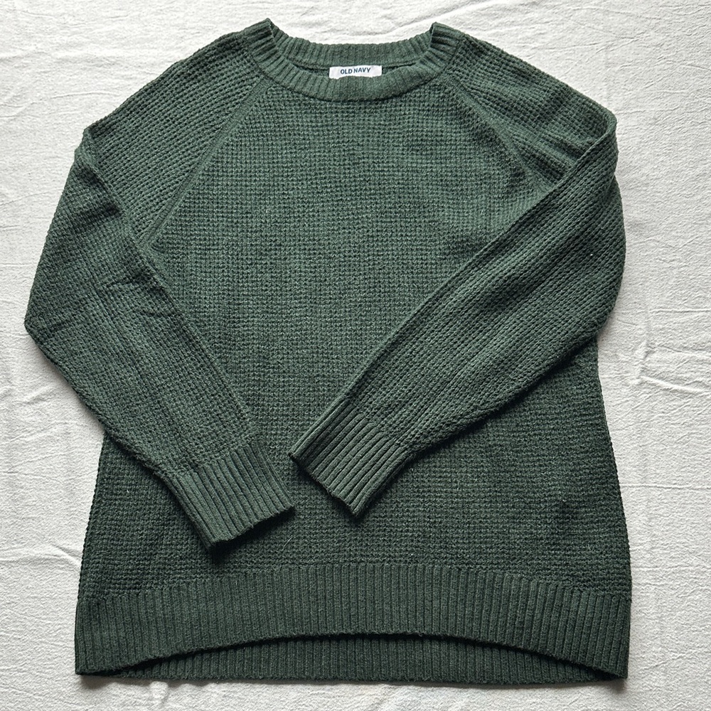 Old Navy Forest Green Waffle Knit Sweater